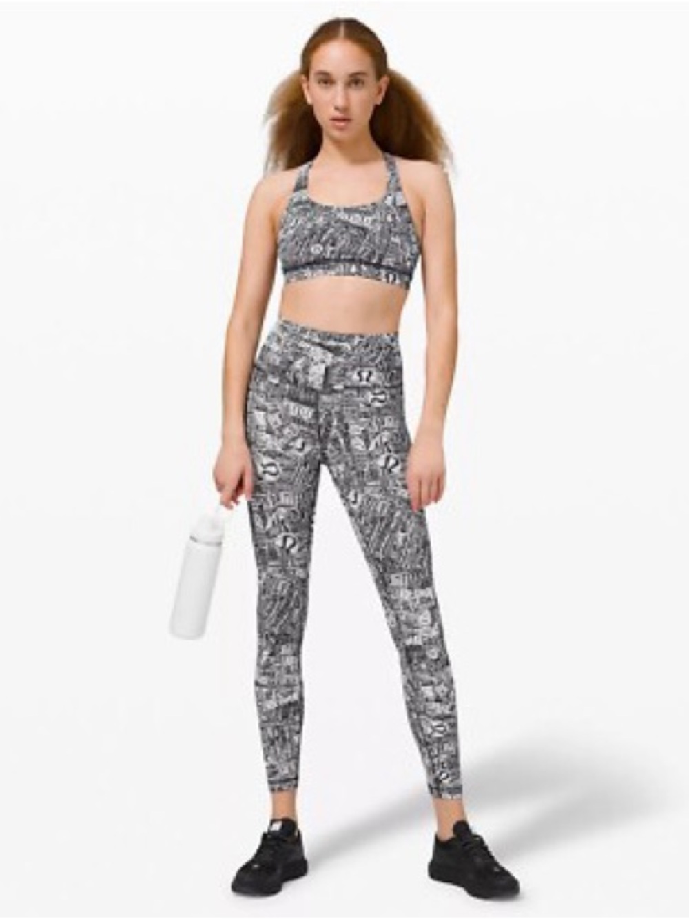 lululemon Wunder Train HR Tight 25” Tear It Up Alpine White Black Logo Size 4